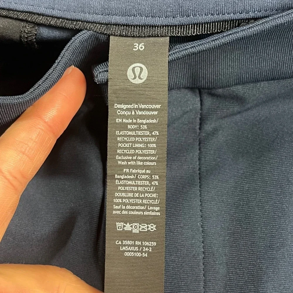 Lululemon Commission Golf Pants Mens 36 Navy Blue Stretch Chino LM5AXUS
